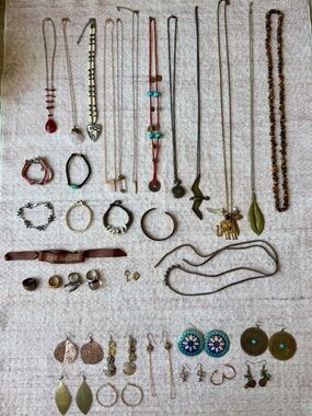 35 items of Mixed Jewelry Lot Good New Old Shiny Tarnished Parts